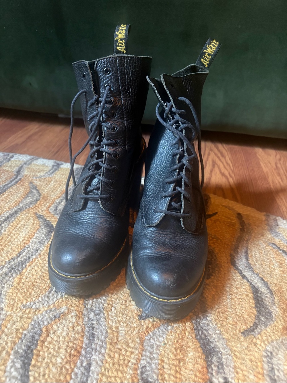 Black Lace-Up Platform Ankle Boots - Dr. Martens Style size 7.5 - Picture 2 of 4